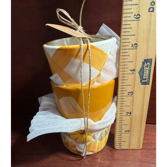 NWT Set of 3 Mud Pie Buffalo Check Ramekin Set 2" x 3" Diameter Orange - Picture 6 of 8